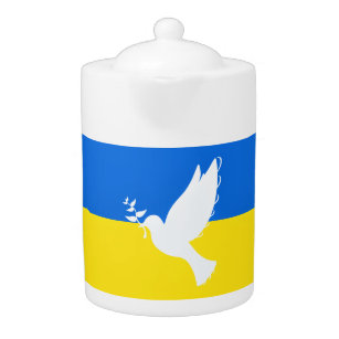 Flag of Ukraine - Dove of Peace - Freedom - Peace  Teapot