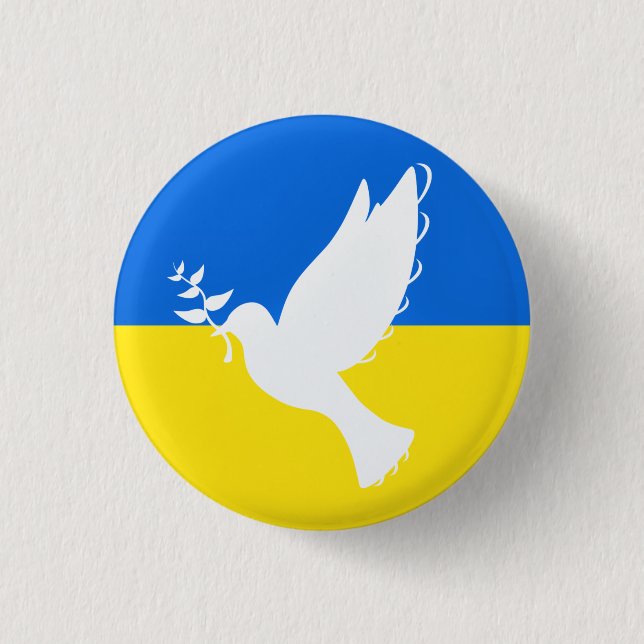 Flag of Ukraine - Dove of Peace - Peace Button (Front)