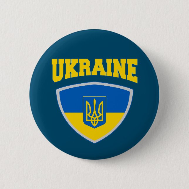 Flag Of Ukraine & Emblem Button (Front)
