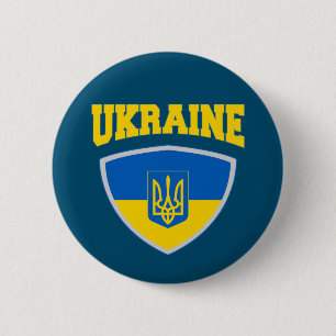 Flag Of Ukraine & Emblem Button