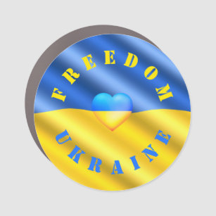 Flag Of Ukraine - Freedom Peace - Heart Solidarity Car Magnet