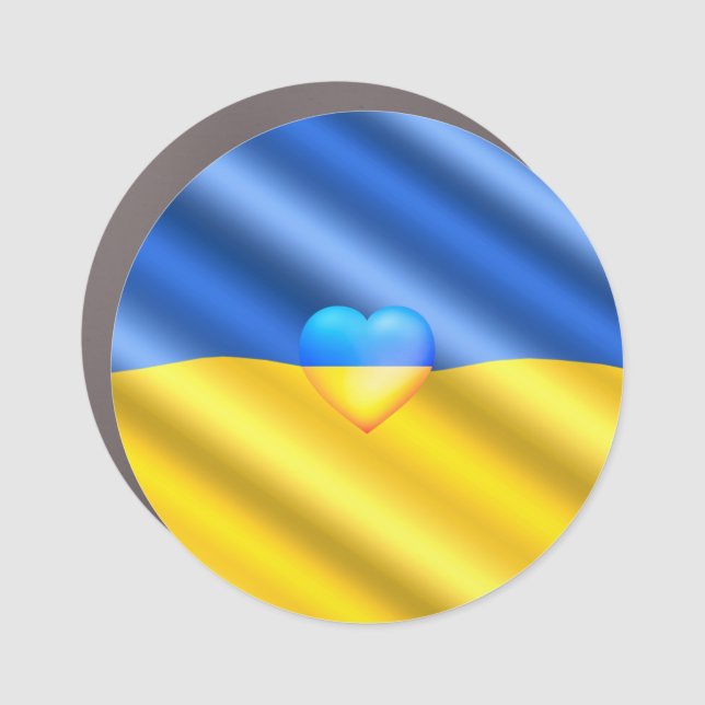 Flag Of Ukraine - Freedom - Peace - Solidarity Car Magnet (Front)