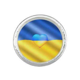 Flag Of Ukraine - Freedom - Peace - Solidarity Ring