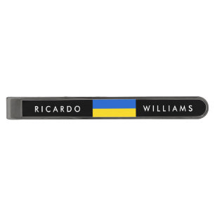 Flag of Ukraine Gunmetal Finish Tie Bar