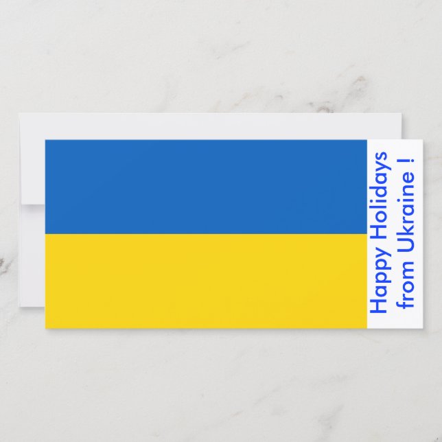 Flag of Ukraine, Happy Holidays from Ukraine Holiday Card (Front)