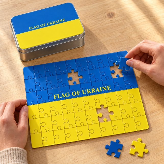 Flag of Ukraine Jigsaw Puzzle (Flag of Ukraine Jigsaw Puzzle with Tin Box)