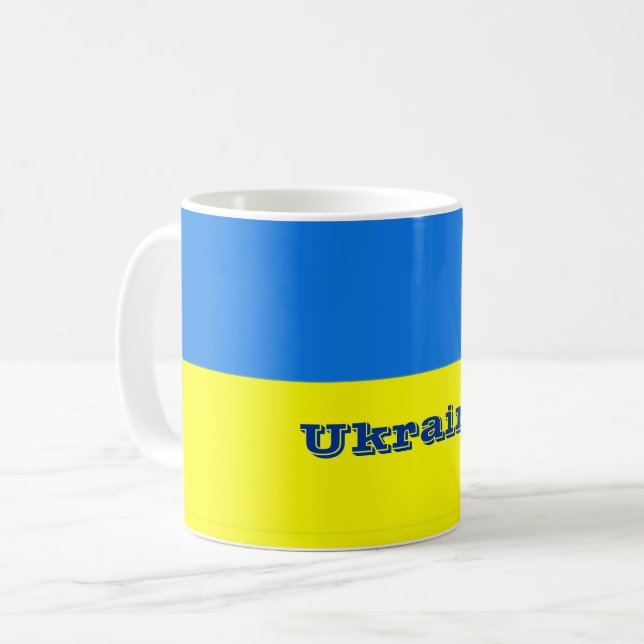 Flag of Ukraine, labeled, Coffee Mug (Front Left)