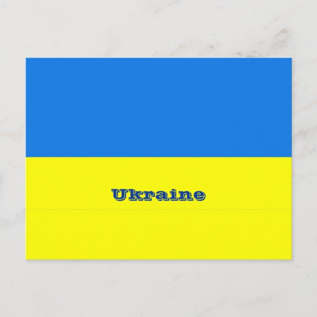 Flag of Ukraine, labeled, Postcard (Front)