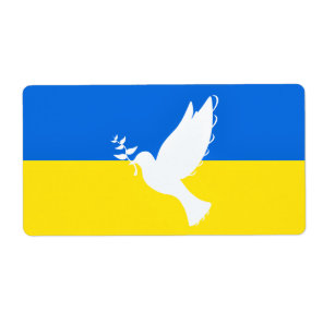 Flag of Ukraine Labels Dove of Peace - Freedom