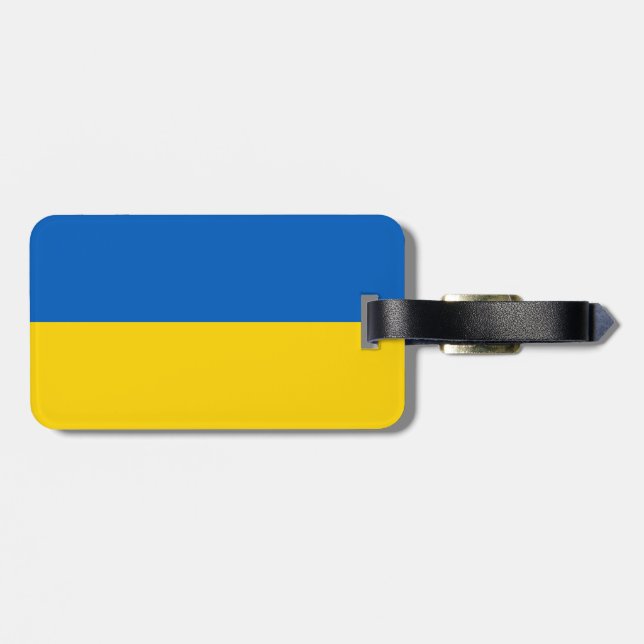 Flag of Ukraine Luggage Tag w/ leather strap (Back Horizontal)