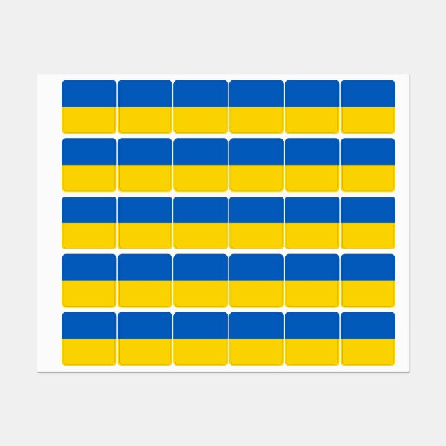 Flag of Ukraine Melamine Plate Labels (Sheet)