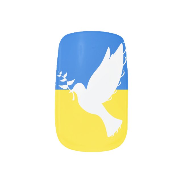 Flag of Ukraine Nail Art Dove of Peace - Freedom (Right Thumb)