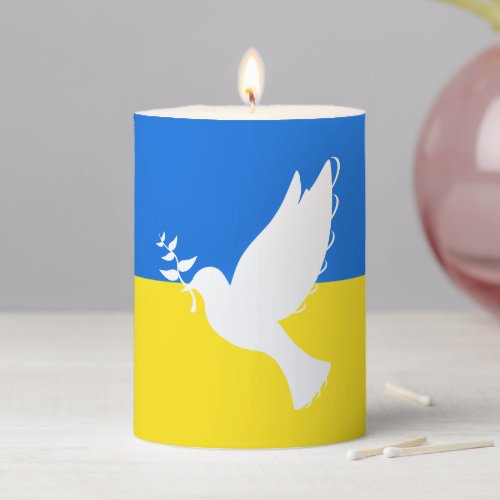 Flag of Ukraine _ Peace Dove _ Peace Pillar Candle