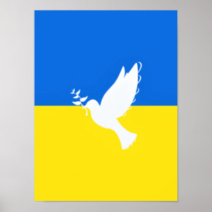 Flag of Ukraine Poster Dove of Peace