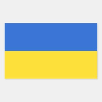 Flag Of Ukraine Rectangular Sticker by HappyPlanetShop at Zazzle