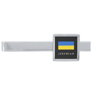 Flag of Ukraine Silver Finish Tie Bar
