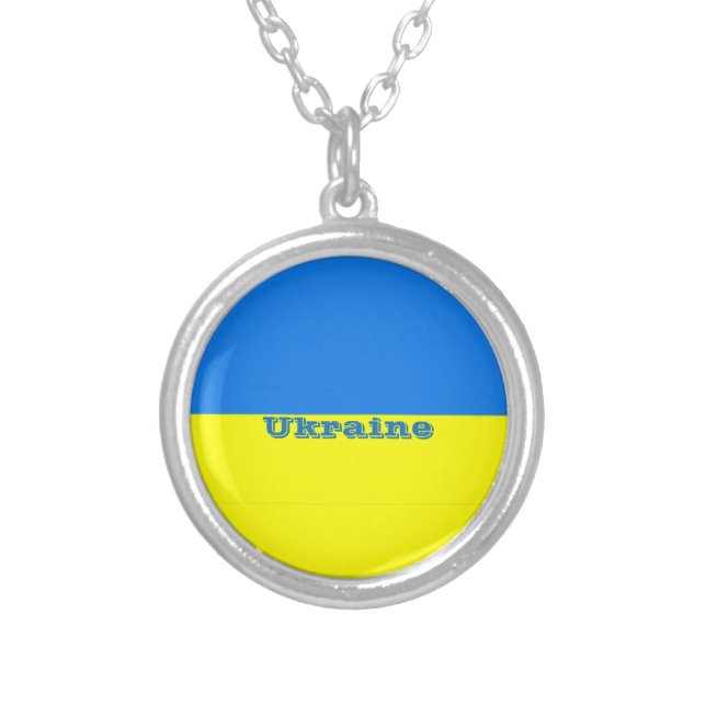 Flag of Ukraine Silver Plated Necklace (Front)
