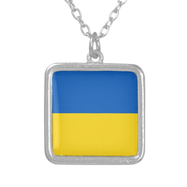 Flag of Ukraine Silver Plated Necklace (Front)
