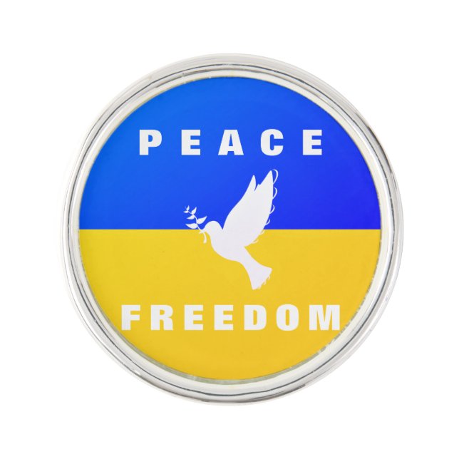 Flag of Ukraine Support Lapel Pin Peace Dove (Front)
