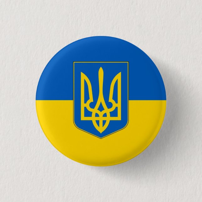 Flag of Ukraine Trident Button (Front)