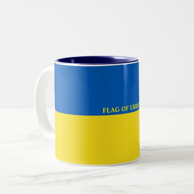 Flag of Ukraine Two-Tone Coffee Mug (Front Left)