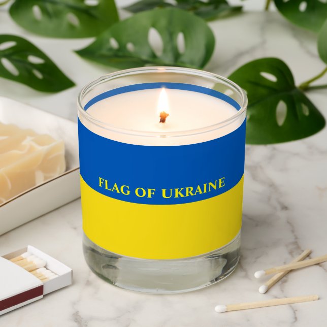 Flag of Ukraine & Typography Scented Candle (Lit)