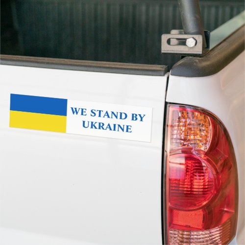 Flag of Ukraine We Stand By Ukraine Bumper Sticker