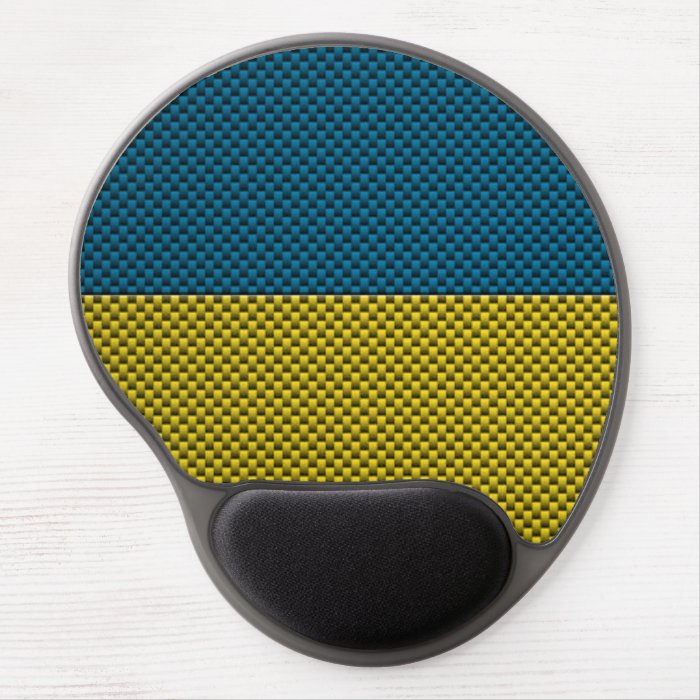 Flag of Ukraine with Carbon Fiber Effect Gel Mouse Mats