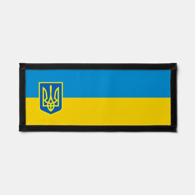 Flag of Ukraine with coat of arms, trident (Front)