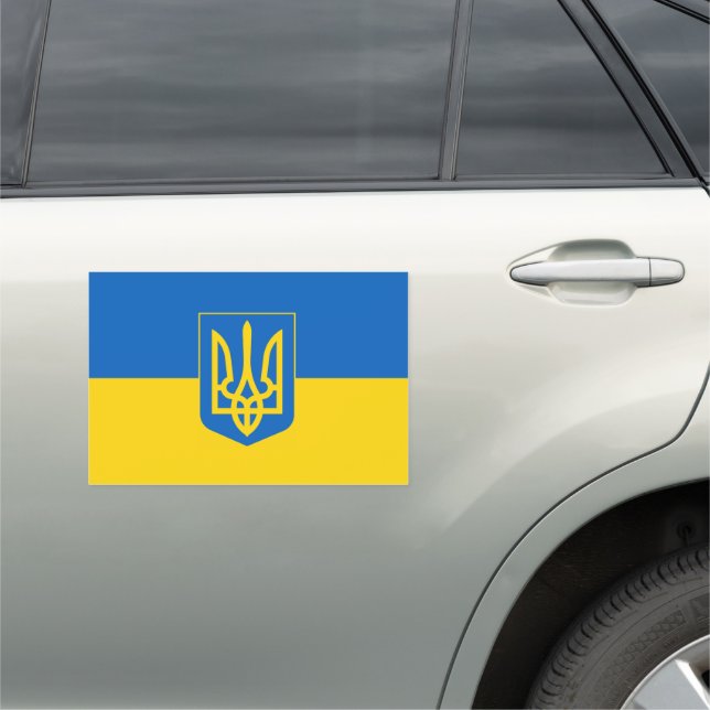 Flag of Ukraine with coats of arms Car Magnet (In Situ)