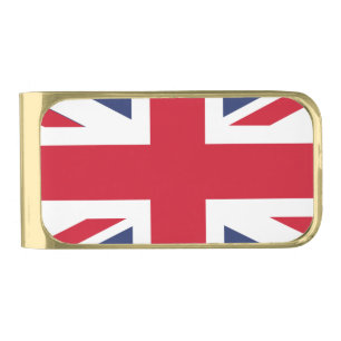 Flag of United Kingdom Gold Finish Money Clip