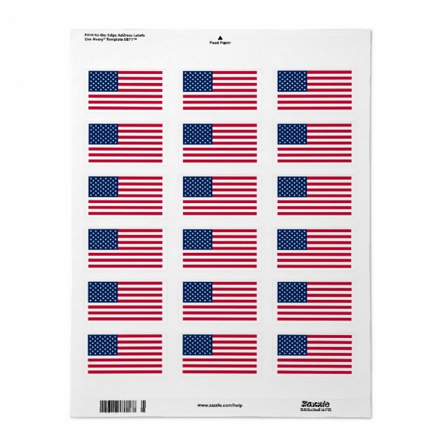 Flag of United States custom-cut  Label (Full Sheet)