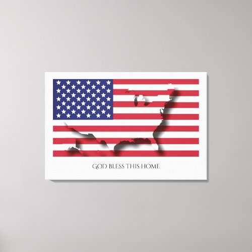 Flag of USA AMERICA Patriotic Home Customized Text Canvas Print