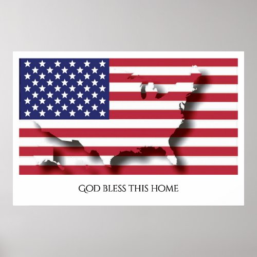 Flag of USA AMERICA Patriotic Home Customized Text Poster