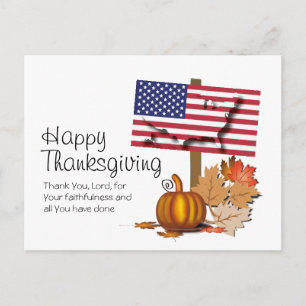 Flag of USA AMERICAN THANKSGIVING Postcard