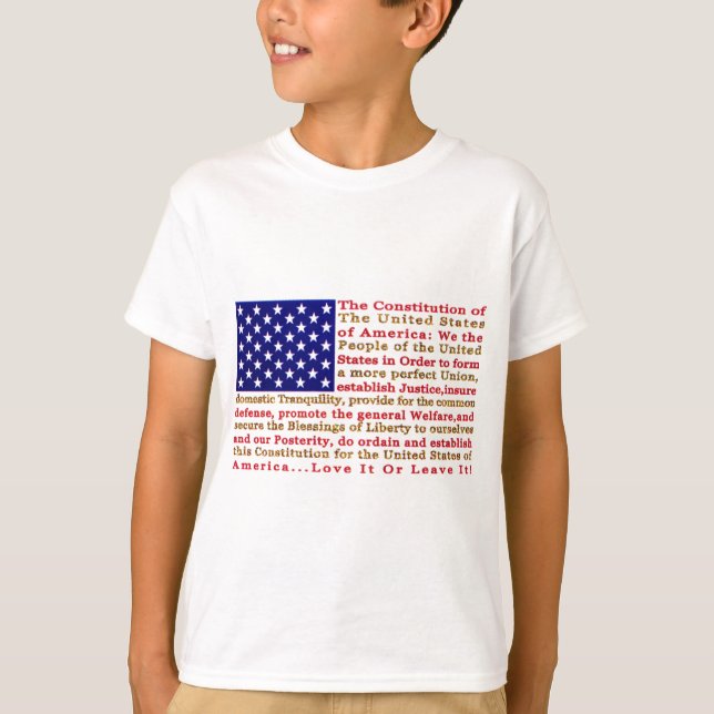 Flag Of USA American With Words the Constitution T-Shirt (Front)