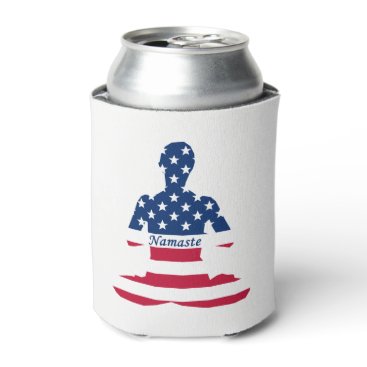 Flag of USA meditation American yoga Can Cooler Flag of USA meditation American yoga Can Cooler