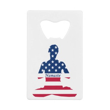 Flag of USA meditation American yoga Credit Card Bottle Opener Flag of USA meditation American yoga Credit Card Bottle Opener