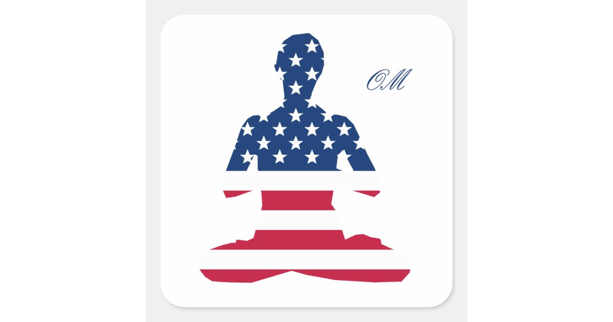 Flag of USA meditation American yoga Square Sticker