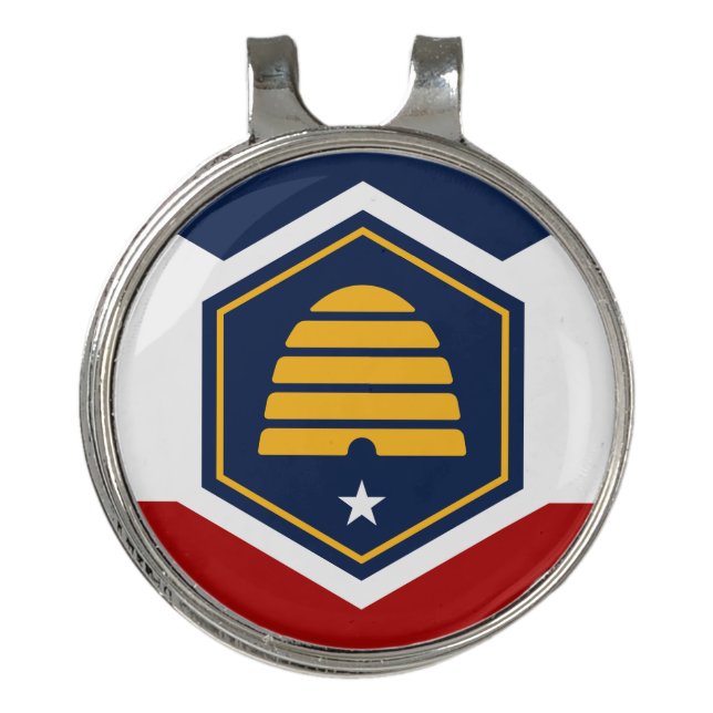 Flag of Utah (Beehive Flag) Golf Hat Clip (Front)