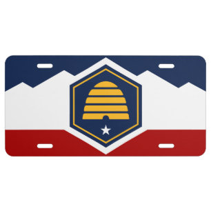 Flag of Utah (Beehive Flag) License Plate