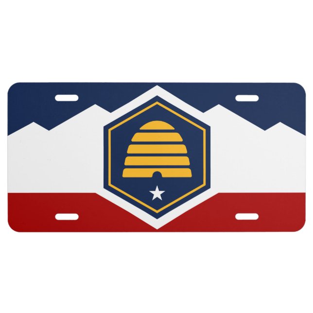 Flag of Utah (Beehive Flag) License Plate (Front)