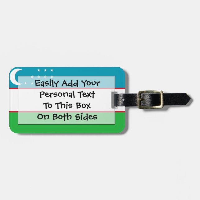 Flag of Uzbekistan Easy ID Personal Luggage Tag (Front Horizontal)