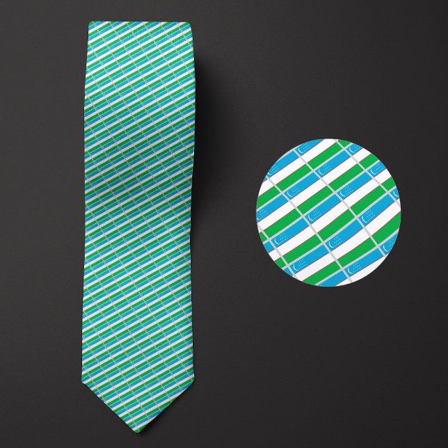 Flag of Uzbekistan Pattern Neck Tie (Creator Uploaded)