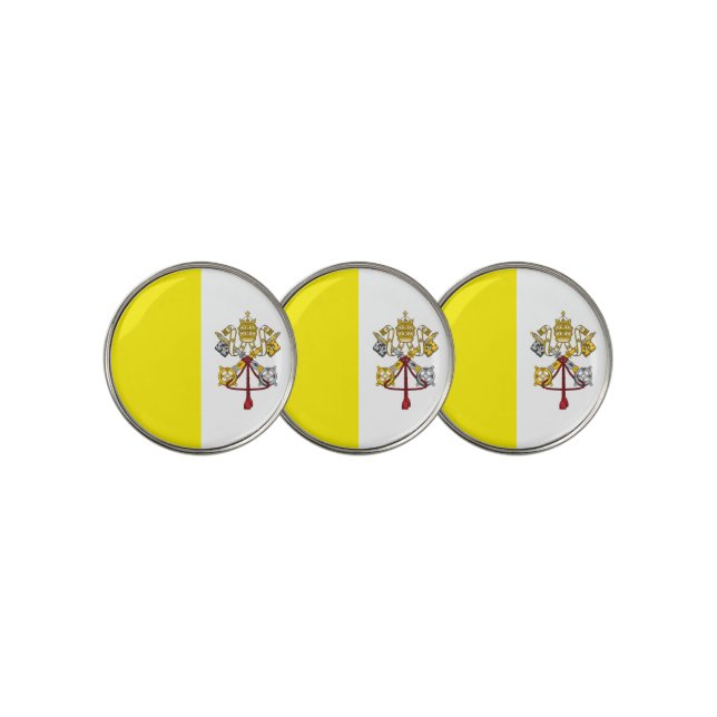 Flag of Vatican City Golf Ball Marker (3 Up)