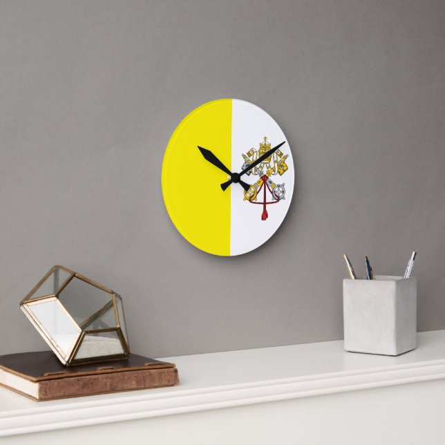Flag of Vatican City Round Clock (Office)