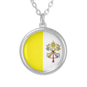 Flag of Vatican City Silver Plated Necklace