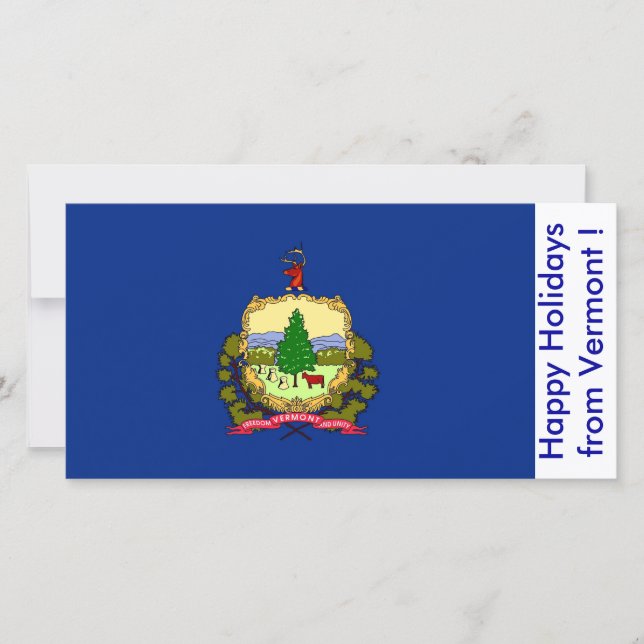 Flag of Vermont, Happy Holidays from U.S.A. Holiday Card (Front)