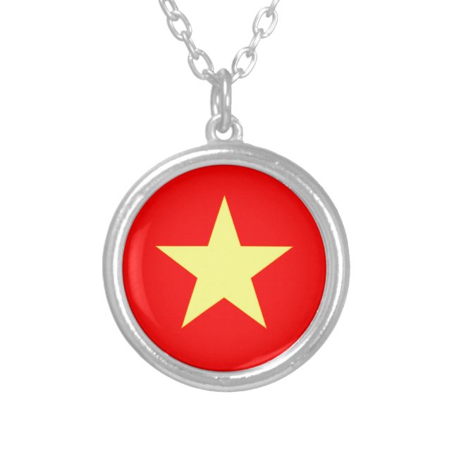Flag of Vietnam Silver Plated Necklace (Front)