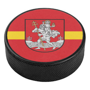 Flag of Vilnius, Lithuania Hockey Puck